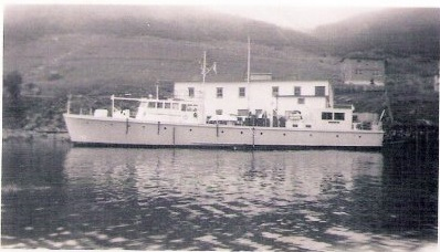 Christmas Seal docked at Canning's wharf in Presque
The vessel was built by the Casey Boat Building Company of Fairhaven, Massachusetts, in early 1943, as a 104-foot military crash rescue boat and designated P-102. Under the name USCB Shearwater, she operated from the Naval Air Station Argentia until 10 September 1947 when she was purchased by the Newfoundland Tuberculosis Association for US$5,000 and converted into a floating clinic.&amp;nbsp;
Renamed the M/V Christmas Seal, from 1947 the vessel sailed to isolated outports on the coast of Newfoundland, screening residents for tuberculosis, which was a leading cause of death on the island.&amp;nbsp;Under the command of Captain Peter Troake from 1950, the ship was fitted to provide chest X-rays, and also carried out vaccinations for TB and polio, and tested for diabetes. Doctors, nurses, technicians, and health educators staffed the vessel in addition to the operating crew. The ship also provided general health education in the form of leaflets, talks and film shows, as well as providing emergency medical evacuations. A measure of the success of Christmas Seal can be seen in mortality rates; in 1947 there were 500 deaths from TB in the province, in 1958 it was 64. By 1970, the decline in rates of infection, and the improvements in road access on the island, meant that the services of Christmas Seal were no longer required.